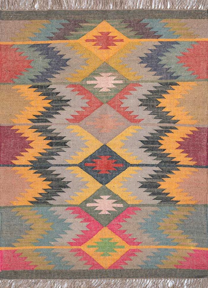 Wool Jute Kilim Flatweave Handmade Rug