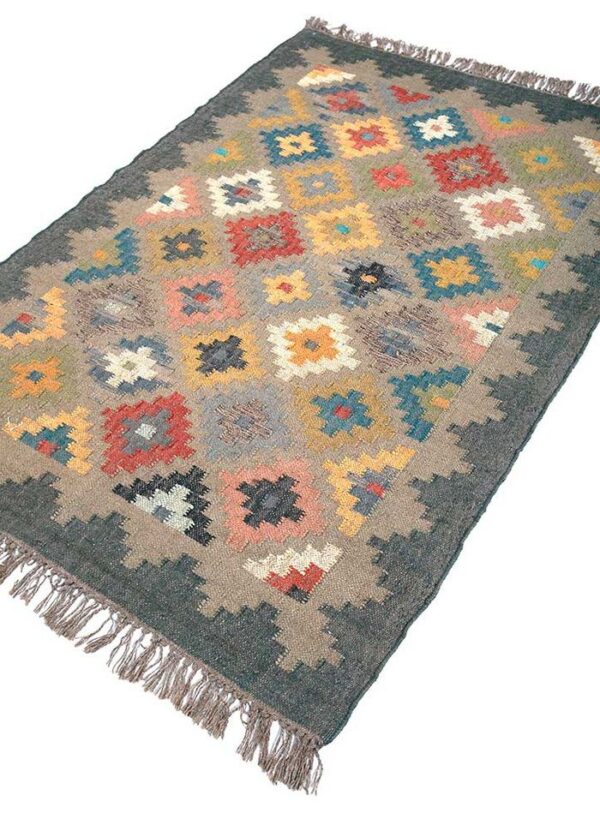 Kilim Dhurrie Rugs, Multi color Jute Kilim San Carlos Rug