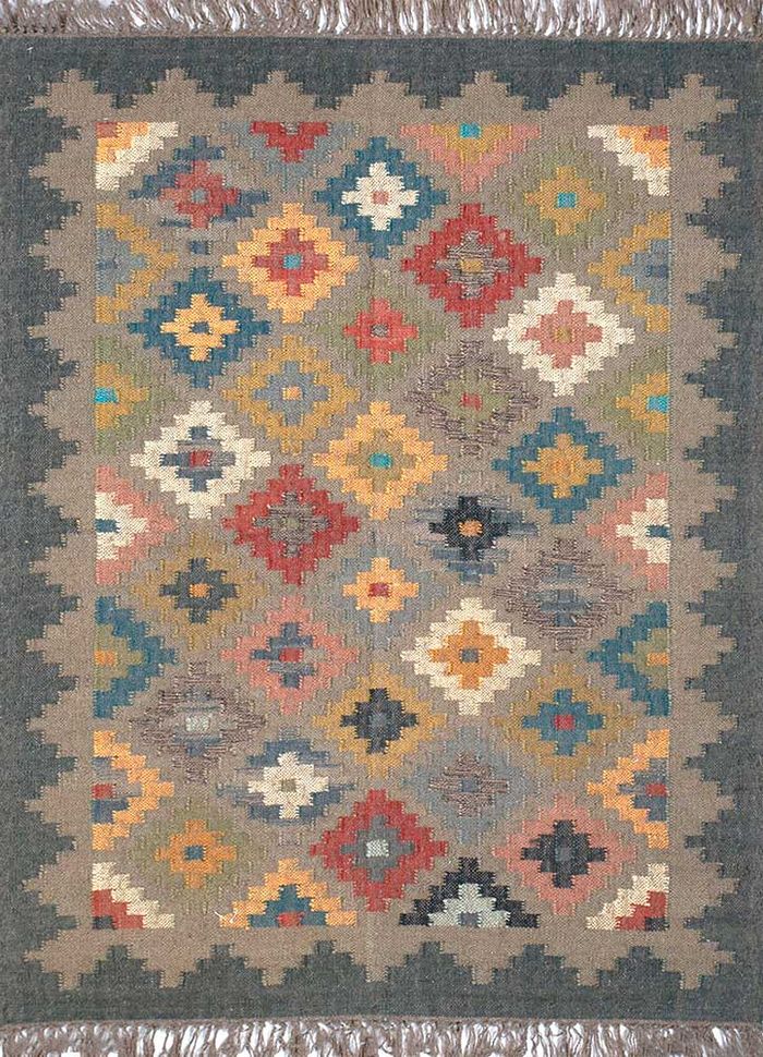 Kilim Dhurrie Rugs, Multi color Jute Kilim San Carlos Rug