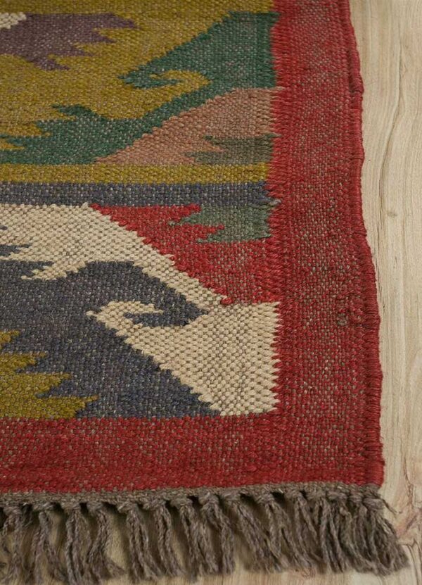 Handmade Kilim Rugs, Orange And Turquoise Jute Kilim Wellesley Rug