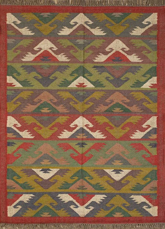 Handmade Kilim Rugs, Orange And Turquoise Jute Kilim Wellesley Rug