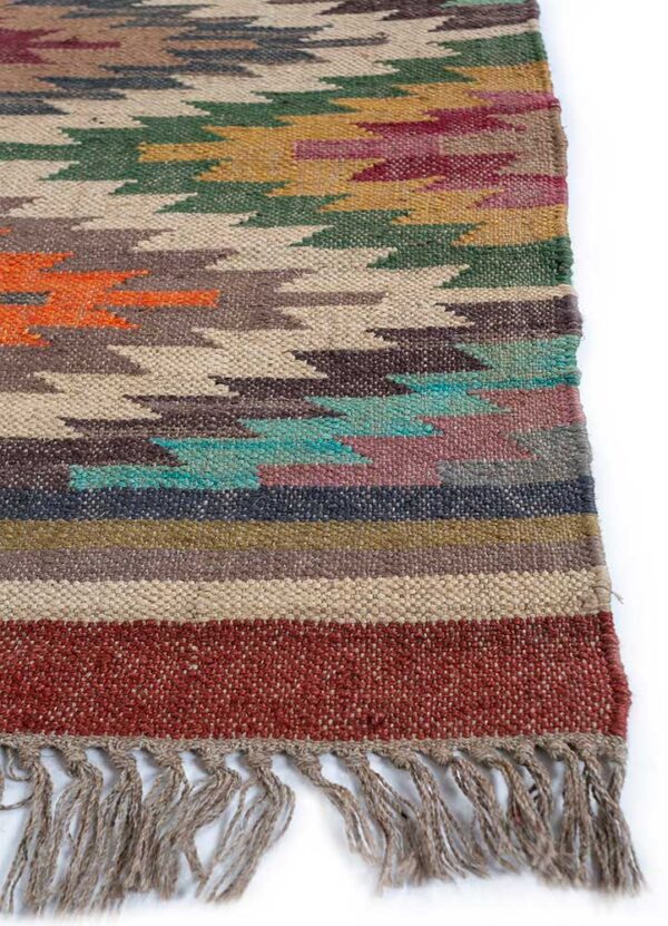 Boho Wool Jute Kilim Rug, Jute Kilim West Field Rug