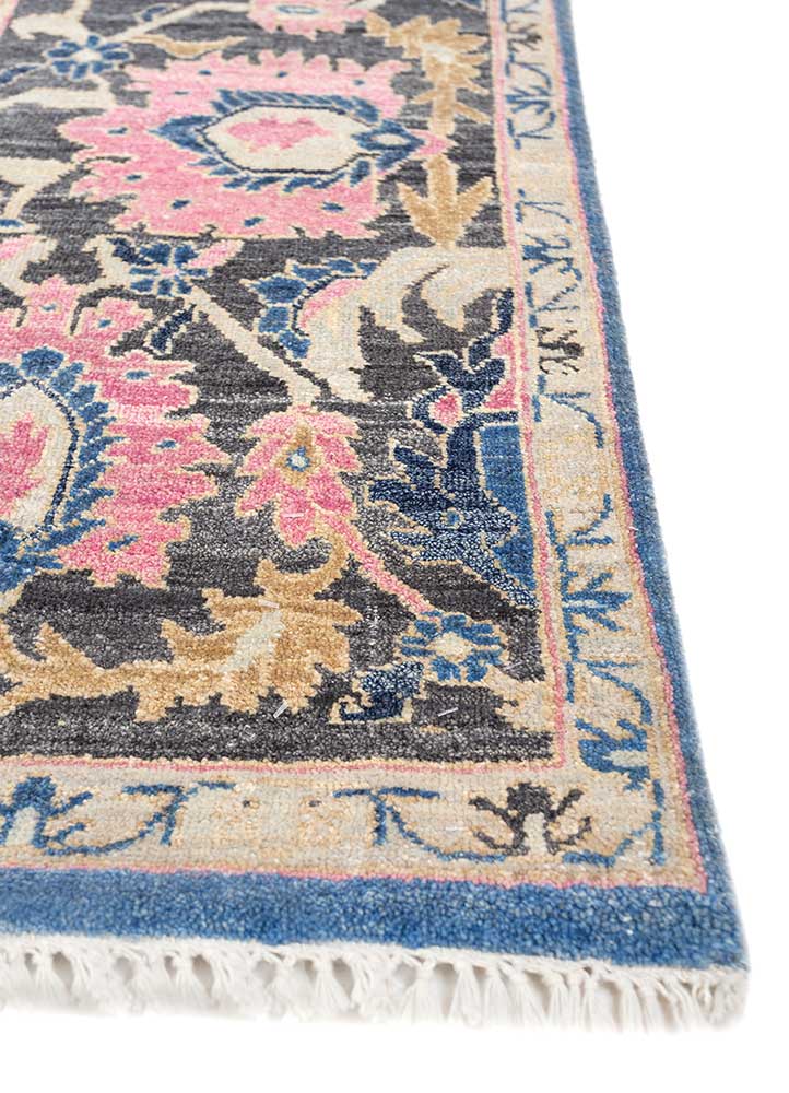 Savana Bijou Blue/Coral Essence Hand Knotted Antique Rugs