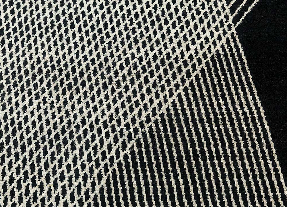 Sthir, Ebony/Antique White Hand Knotted Heriz Rugs