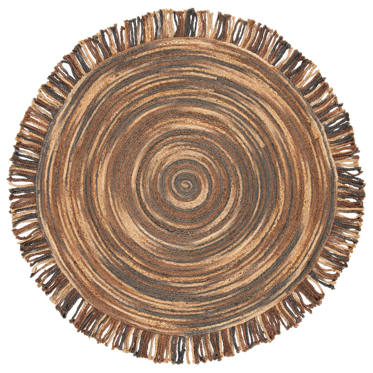 Braided Fringed Area Rug – Solid Color Handcrafted Floor Rug