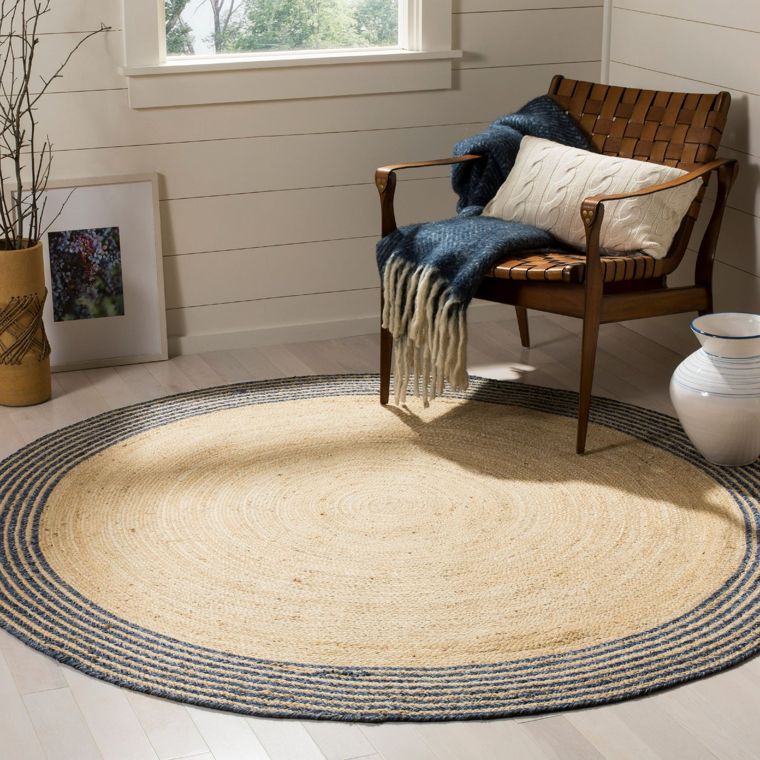 Braided Cotton Jute Rug – Handmade Area Carpet for Boho, Farmhouse & Modern Interiors