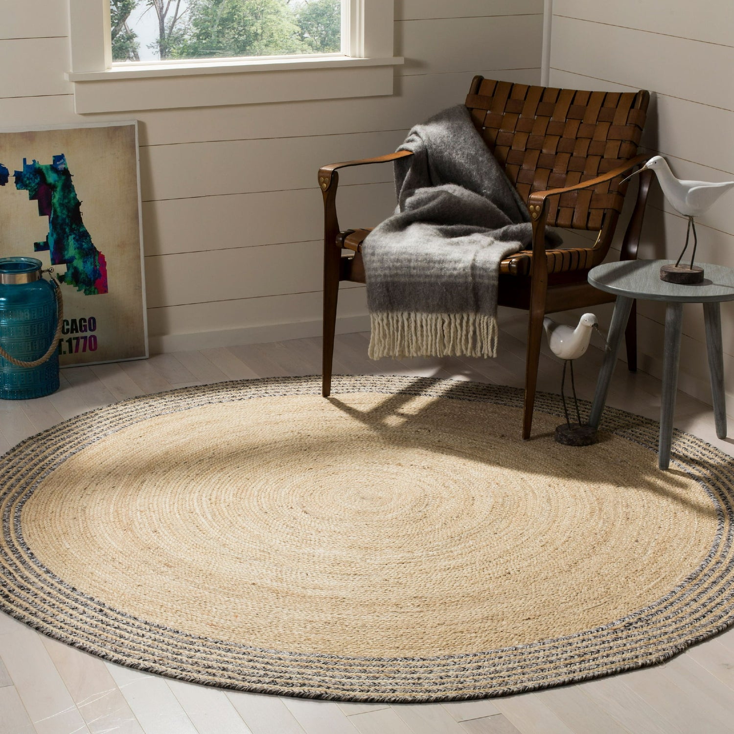 Braided Cotton Jute Rug – Handmade Area Carpet for Boho, Farmhouse & Modern Interiors