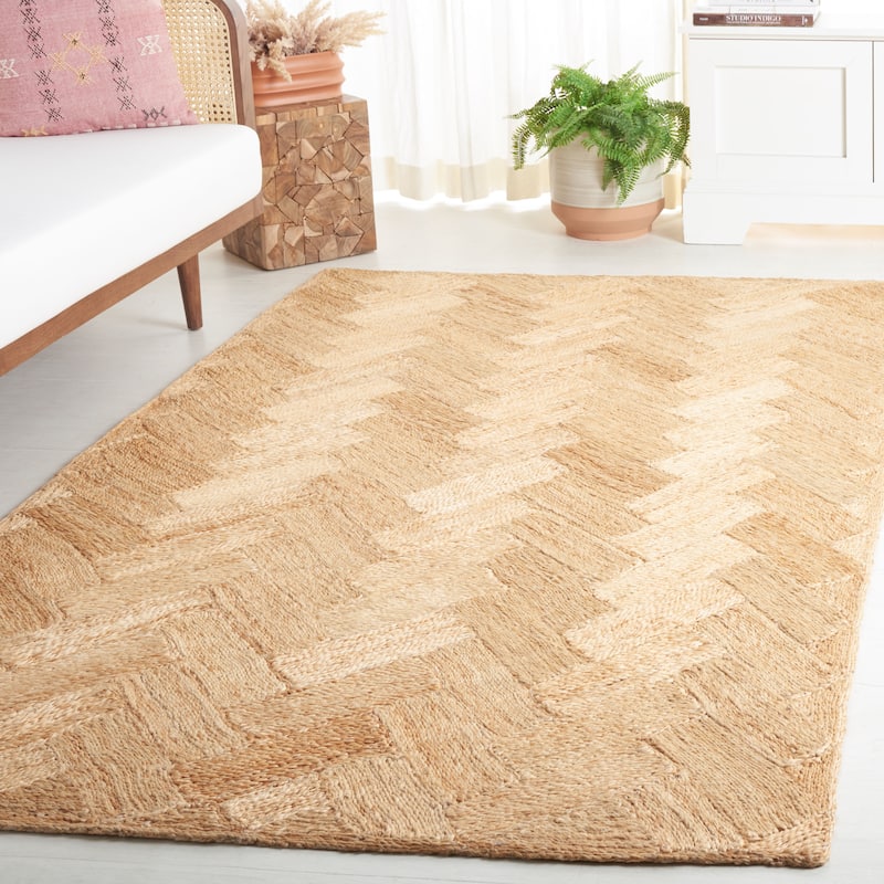 Handmade Natural Fiber Chevron Jute Rug