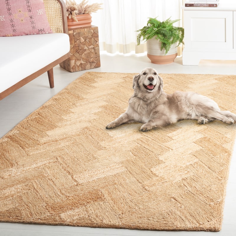 Handmade Natural Fiber Chevron Jute Rug