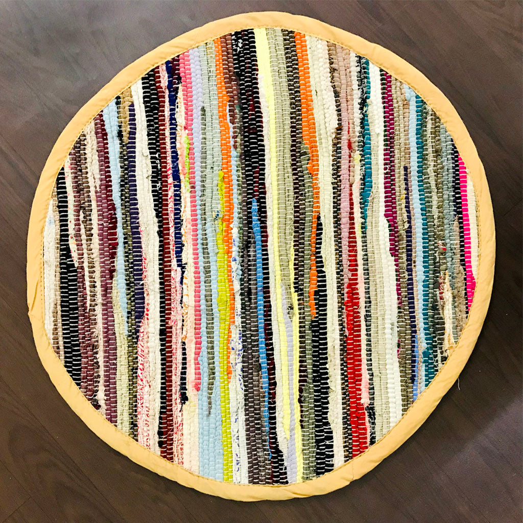 Natural Fiber Round Rug, Round Braided Cotton Jute Rug