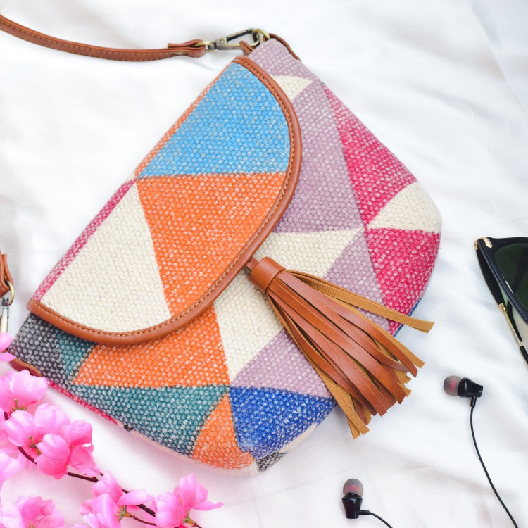 Cotton Dhurrie Slingr Bag,Handwoven Dhurrie Bags