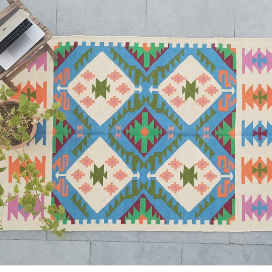 Kilim Flatweave Rug Handmade Sofa Floor Decorative Rug