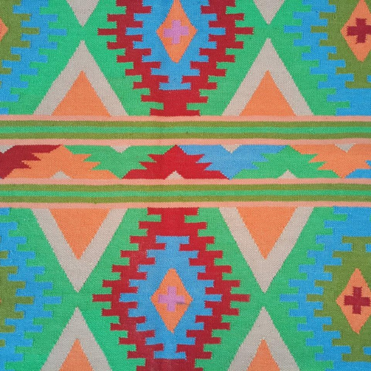 Wool Cotton Kilim Area Rugs, Colorful Rug