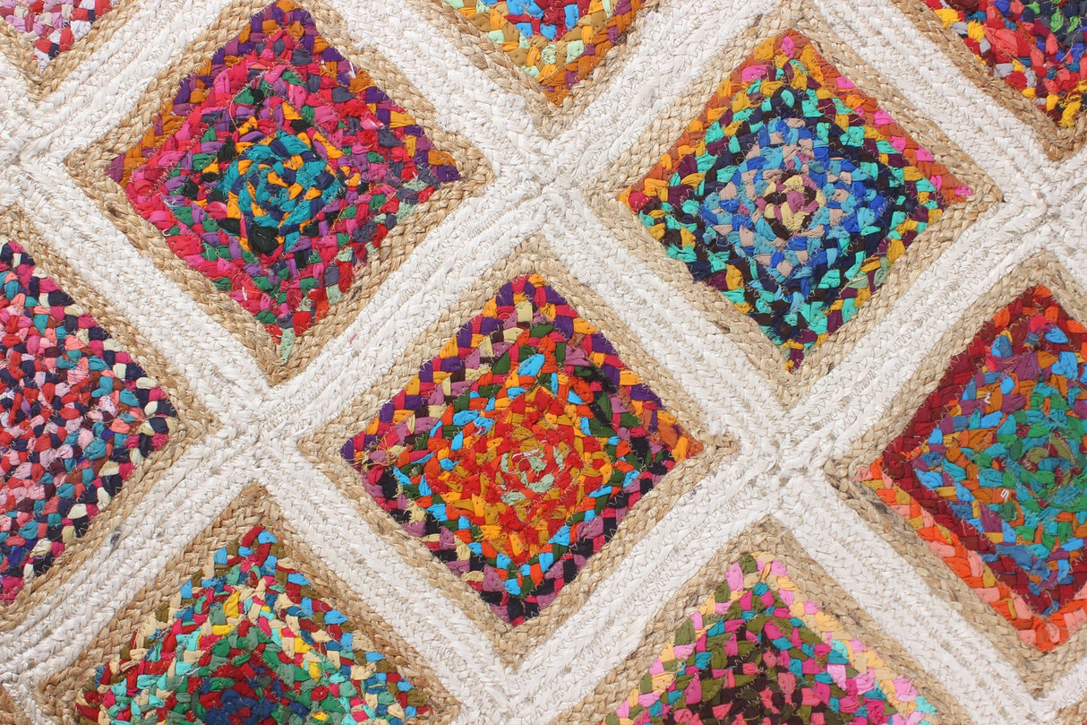 Multicolor Round Jute Rug – Handmade Natural Rug for Outdoor & Indoor Use