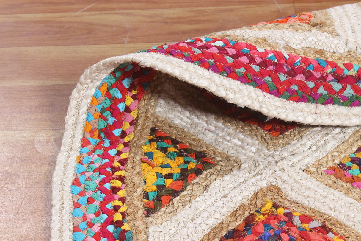 Multicolor Round Jute Rug – Handmade Natural Rug for Outdoor & Indoor Use