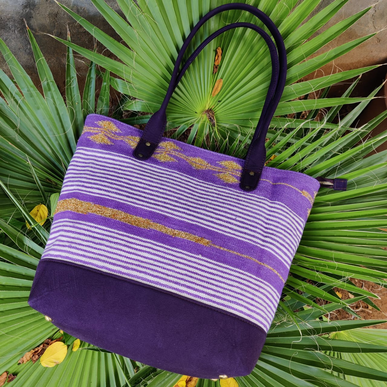 Cotton Woven Dhurrie Shoulder Bag,Purpal,Traditional Indian Dhurrie Bags