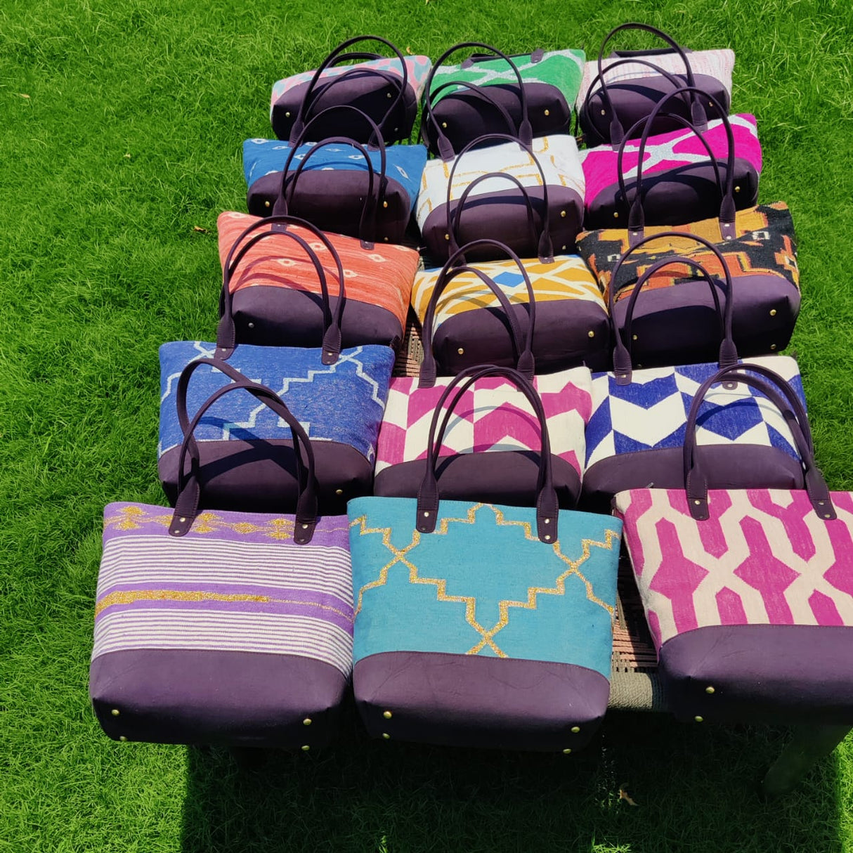 Cotton Dhurrie Shoulder Bag,Drak Pink,Handwoven Dhurrie Bags