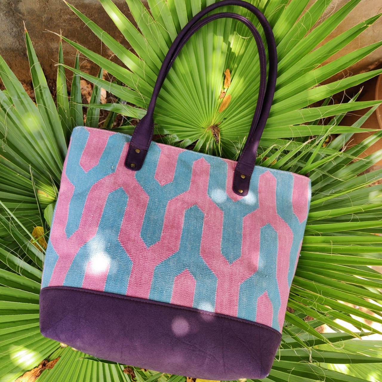 Cotton Dhurrie Shoulder Bag,sky pink,Boho Dhurrie Bags