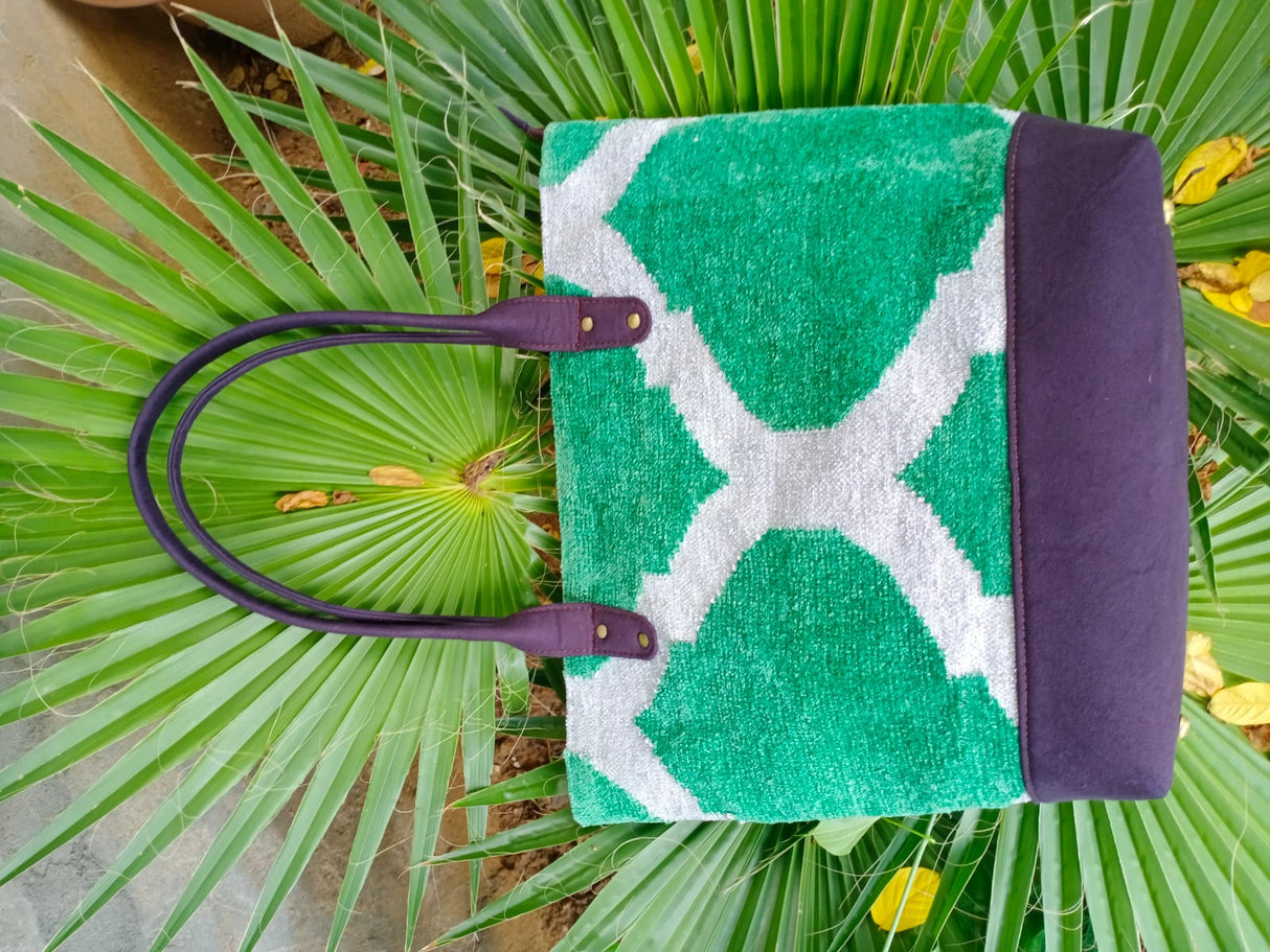 Cotton Woven Dhurrie Shoulder Bag,Green,Traditional Indian Dhurrie Bags