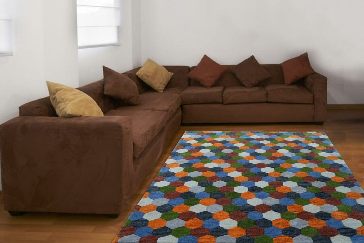 Wool Tufted Home Decor Area Rug, Dining Room