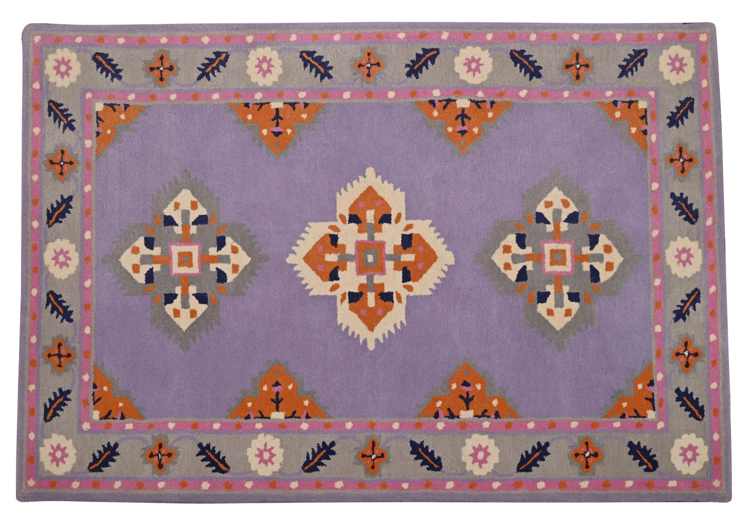 Wool Tufted Designer Bedroom Rug,Pink