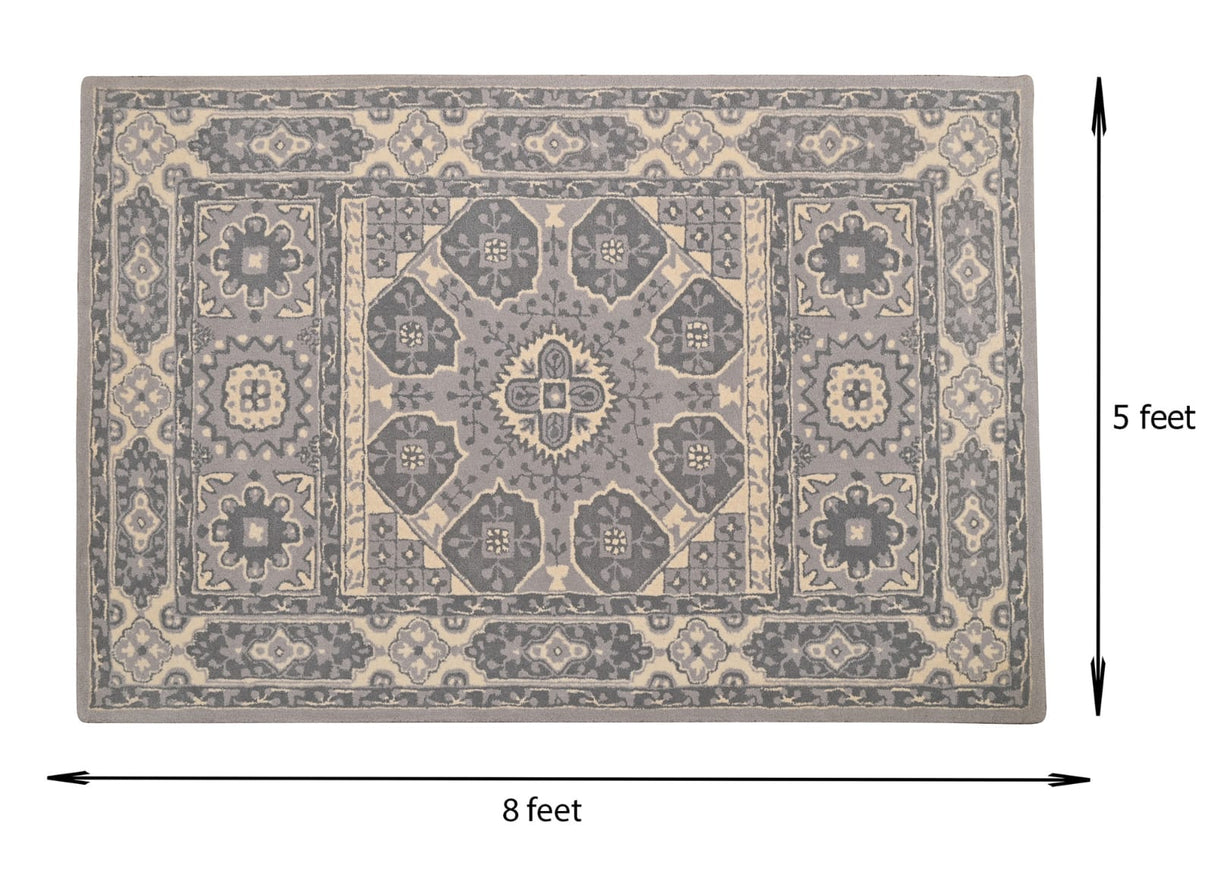 Wool Tufted Designer Bedroom Rug,Grey