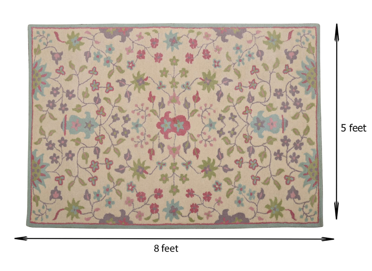 Wool Tufted Designer Bedroom Rug,Multicolor