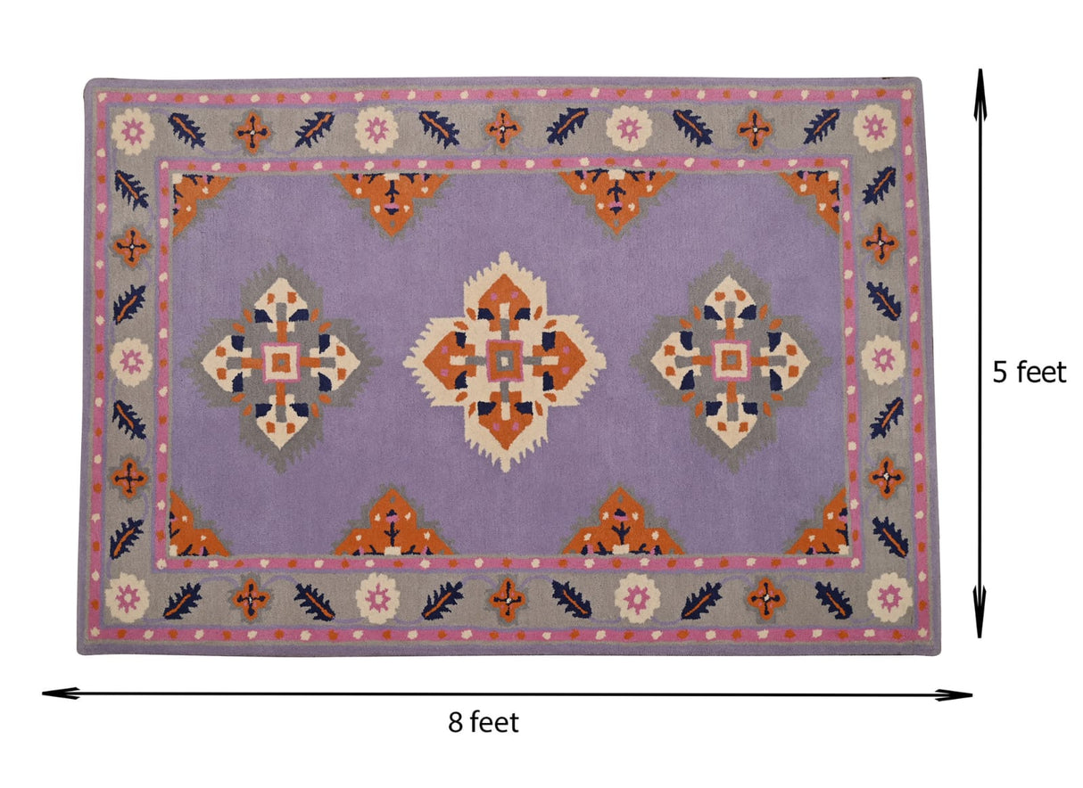Wool Tufted Designer Bedroom Rug,Pink