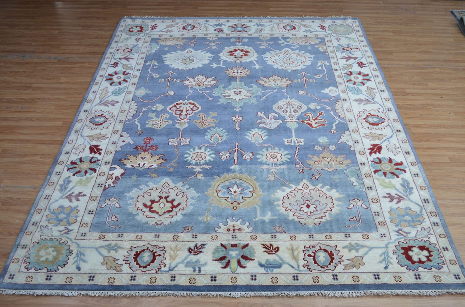Flower Design Wool Oushak Floor Rug, Luxury Oushak Carpets