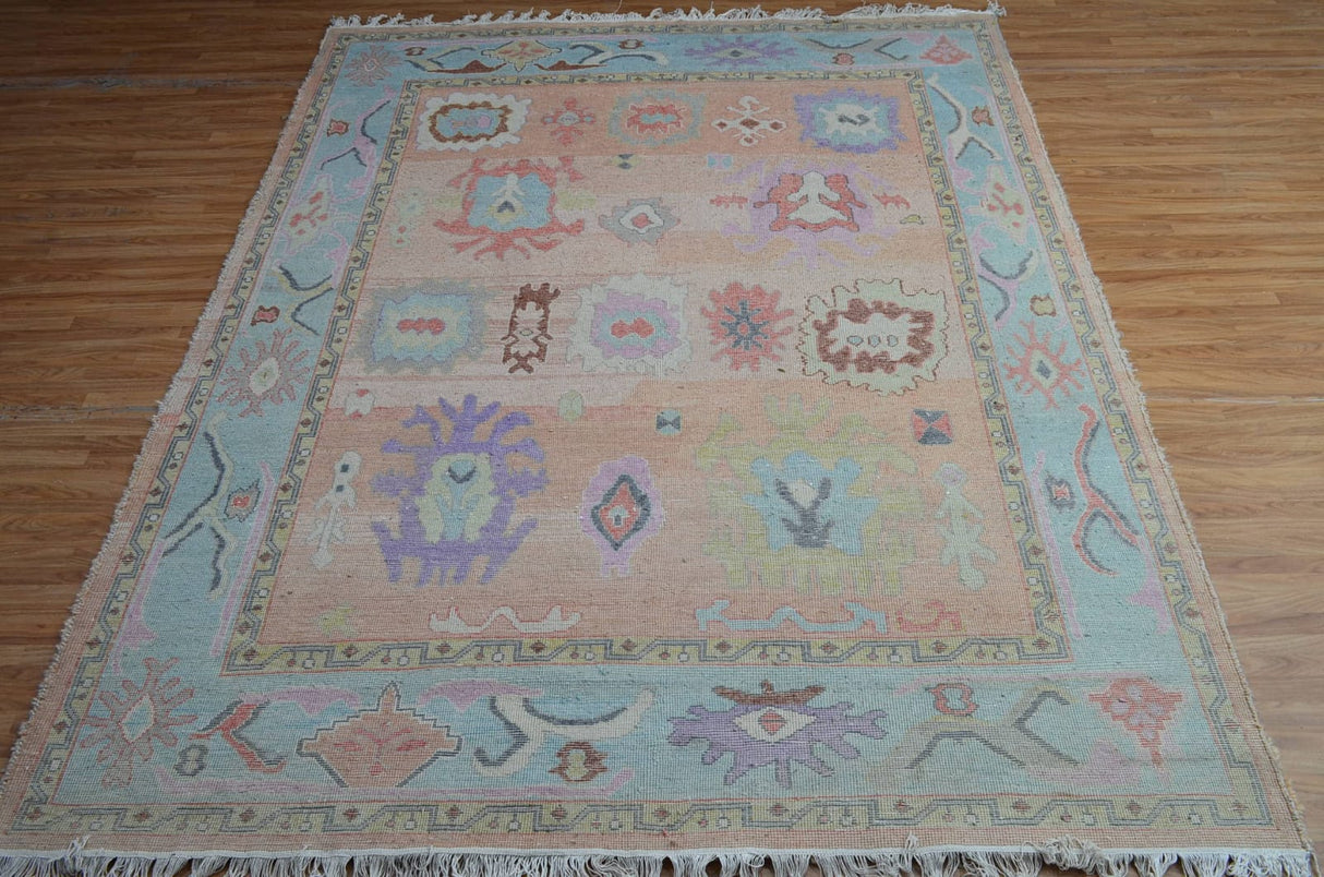 Modern Style Handmade Wool Oushak Floor Rug, Luxury Oushak Carpets