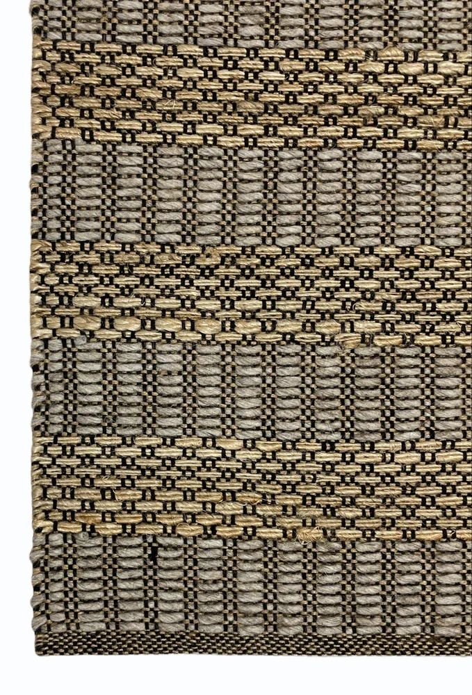 Brown And Grey Geometric Wool Jute Sisal Rug