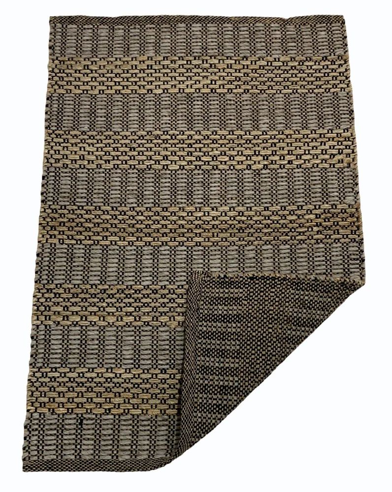 Brown And Grey Geometric Wool Jute Sisal Rug