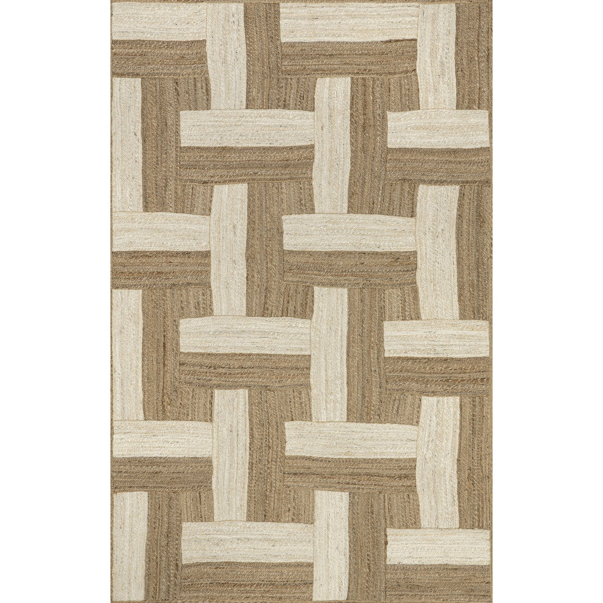 Natural Florentina Jute Rug – Geometric Links Pattern Area Carpet