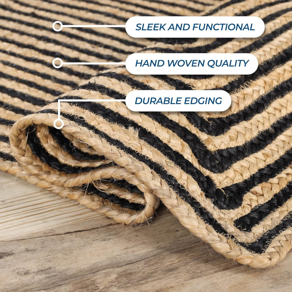 Rustic Bohemian Handwoven Jute Rug – Braided Area Carpet for Home Décor