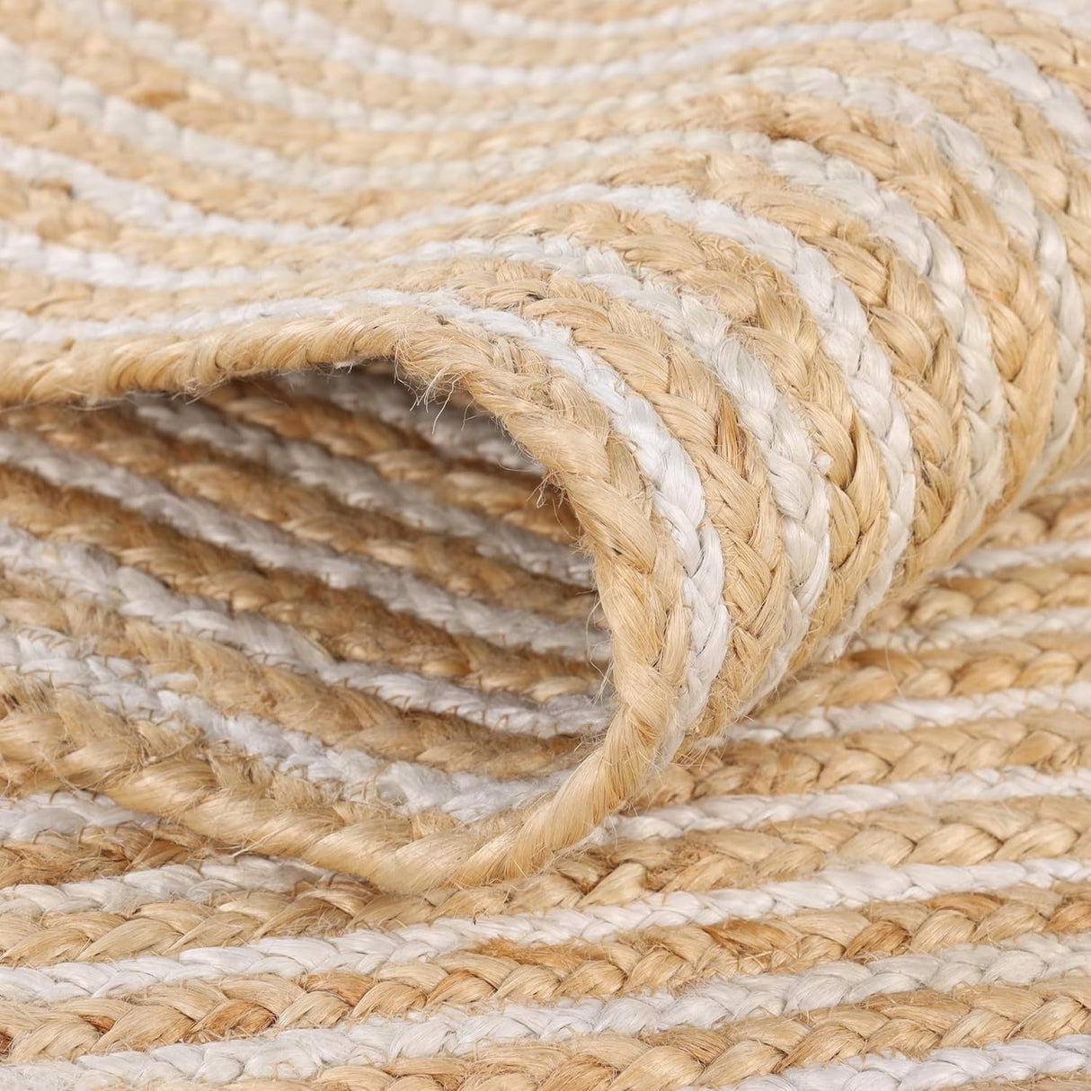 Rustic Bohemian Handwoven Jute Rug – Braided Area Carpet for Home Décor