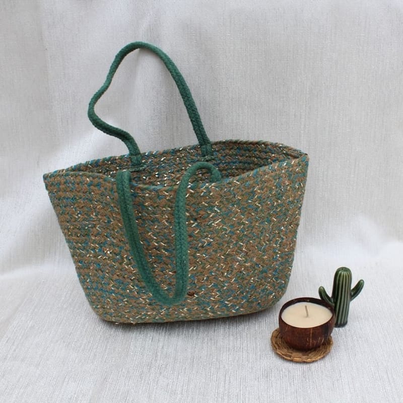 Green Jute Tote Bag