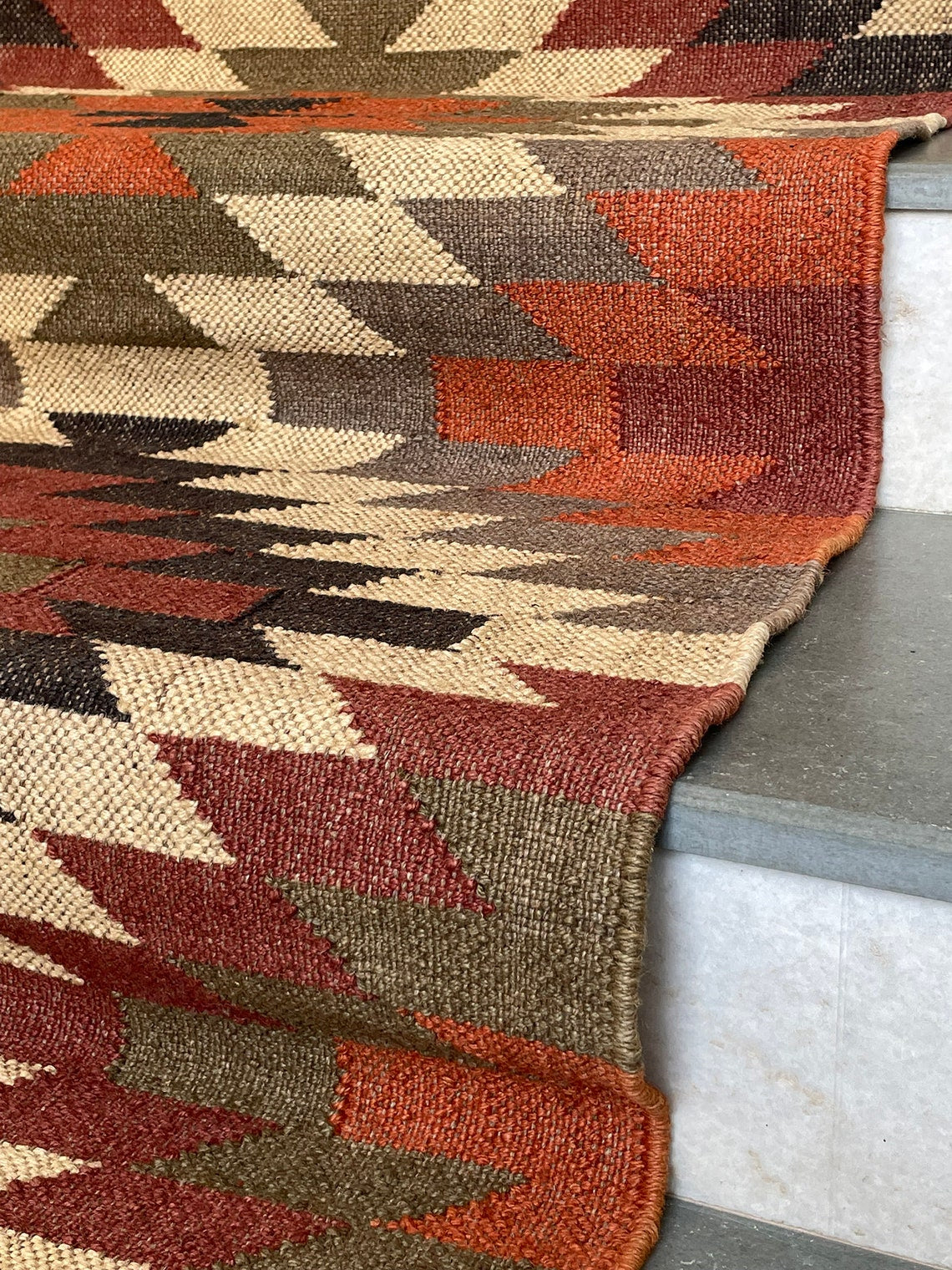 Handmade Kilim Jute Stair Runner – Decorative and Durable