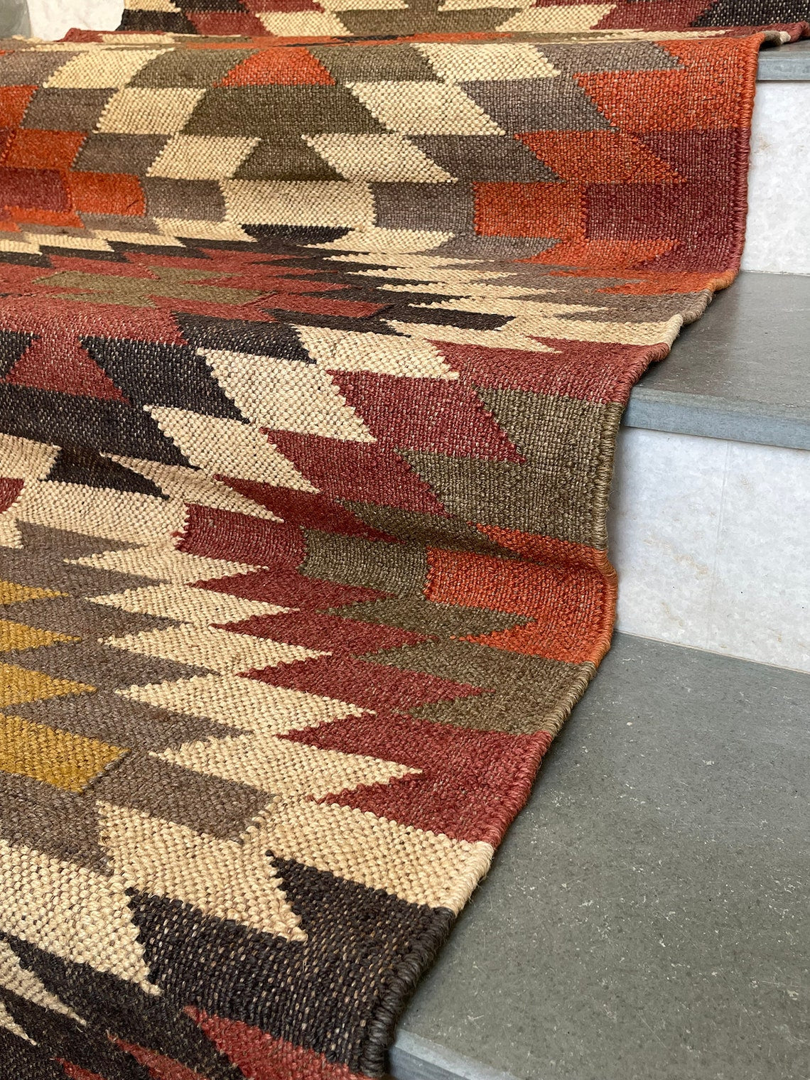 Handmade Kilim Jute Stair Runner – Decorative and Durable
