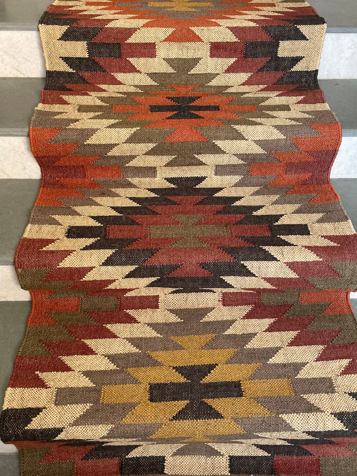 Handmade Kilim Jute Stair Runner – Decorative and Durable