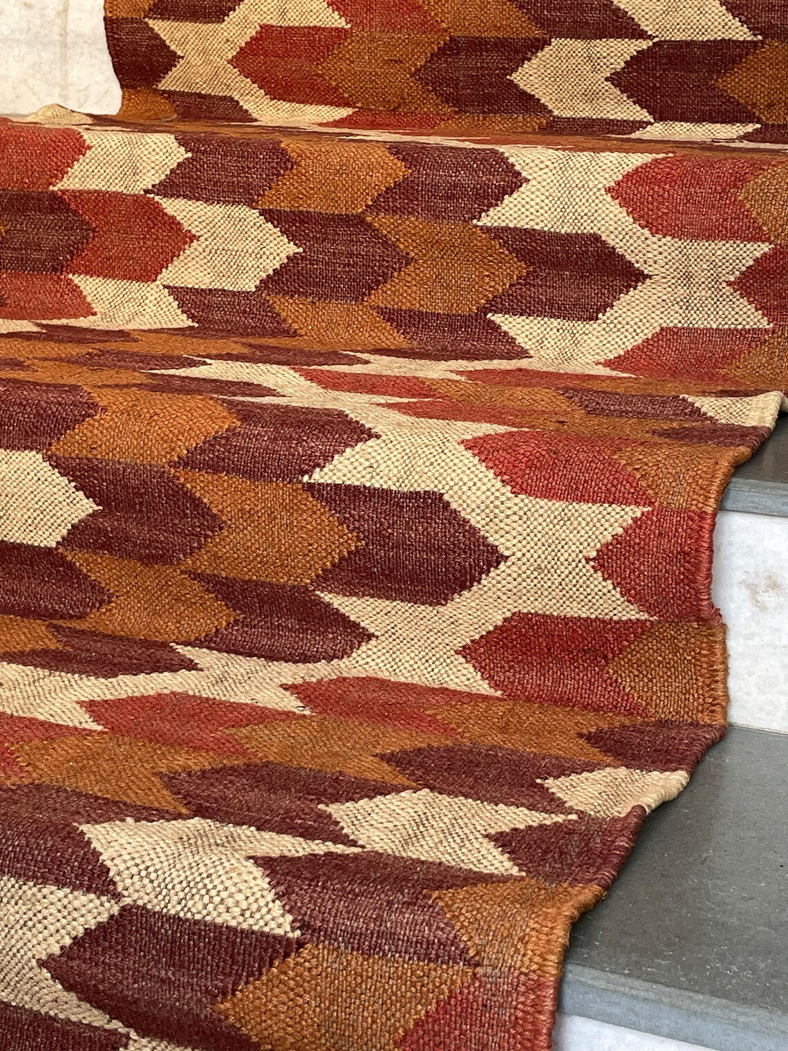 Kilim Runner for Stairs – Handwoven Geometric Style