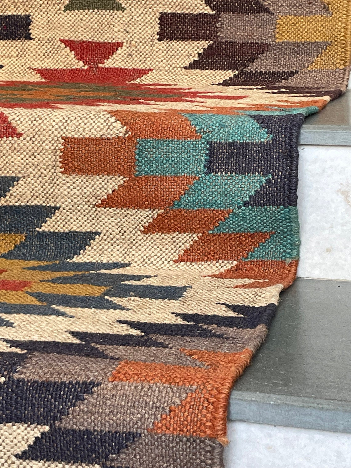 Natural Kilim Jute Stair Runner – Textured Elegance