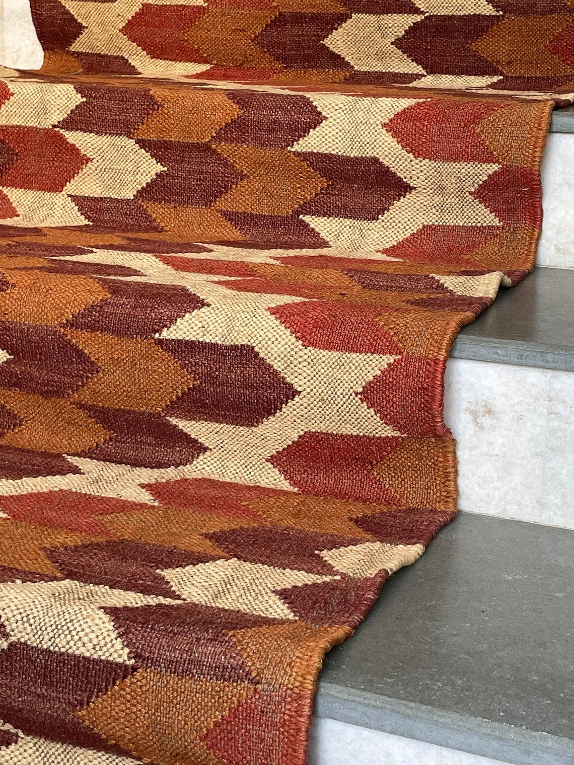 Kilim Runner for Stairs – Handwoven Geometric Style