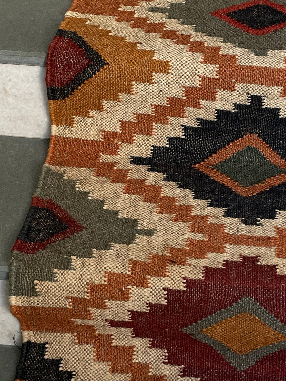 Kilim Pattern Jute Stair Runner – Flatweave Rug