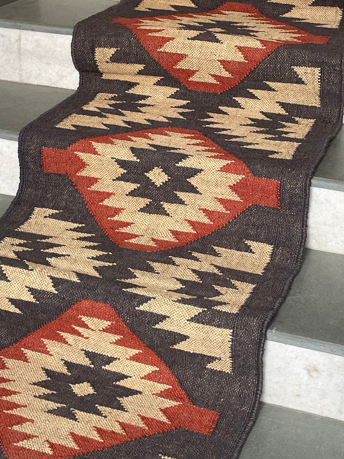 Ethnic Kilim Jute Stair Runner – Artisanal Style