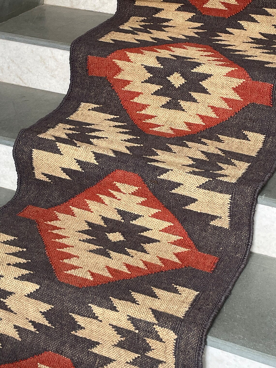 Ethnic Kilim Jute Stair Runner – Artisanal Style