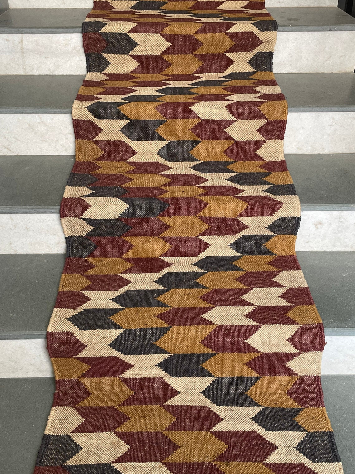 Flatweave Wool Jute Stair Runner – Classic Boho Look
