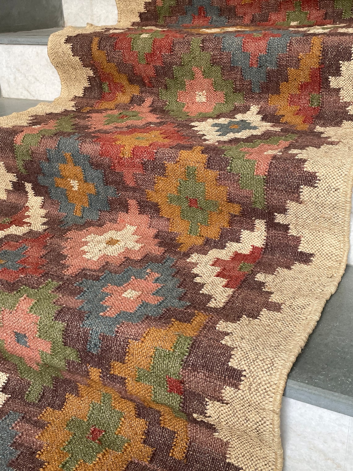 Wool Jute Stair Runner – Handwoven Natural Elegance