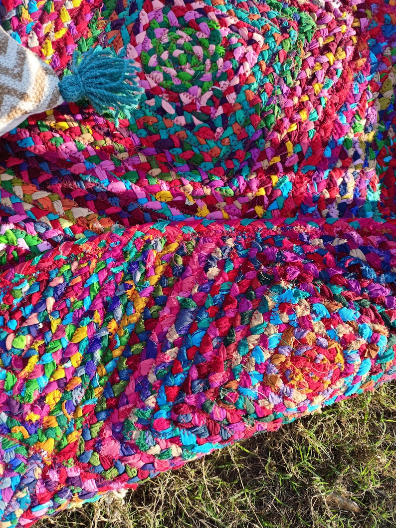 Hand Braided Jute Rug Area Round Rug, Cotton Rugs