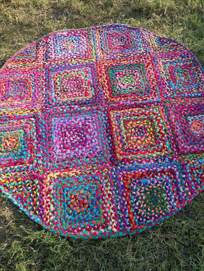 Hand Braided Jute Rug Area Round Rug, Cotton Rugs