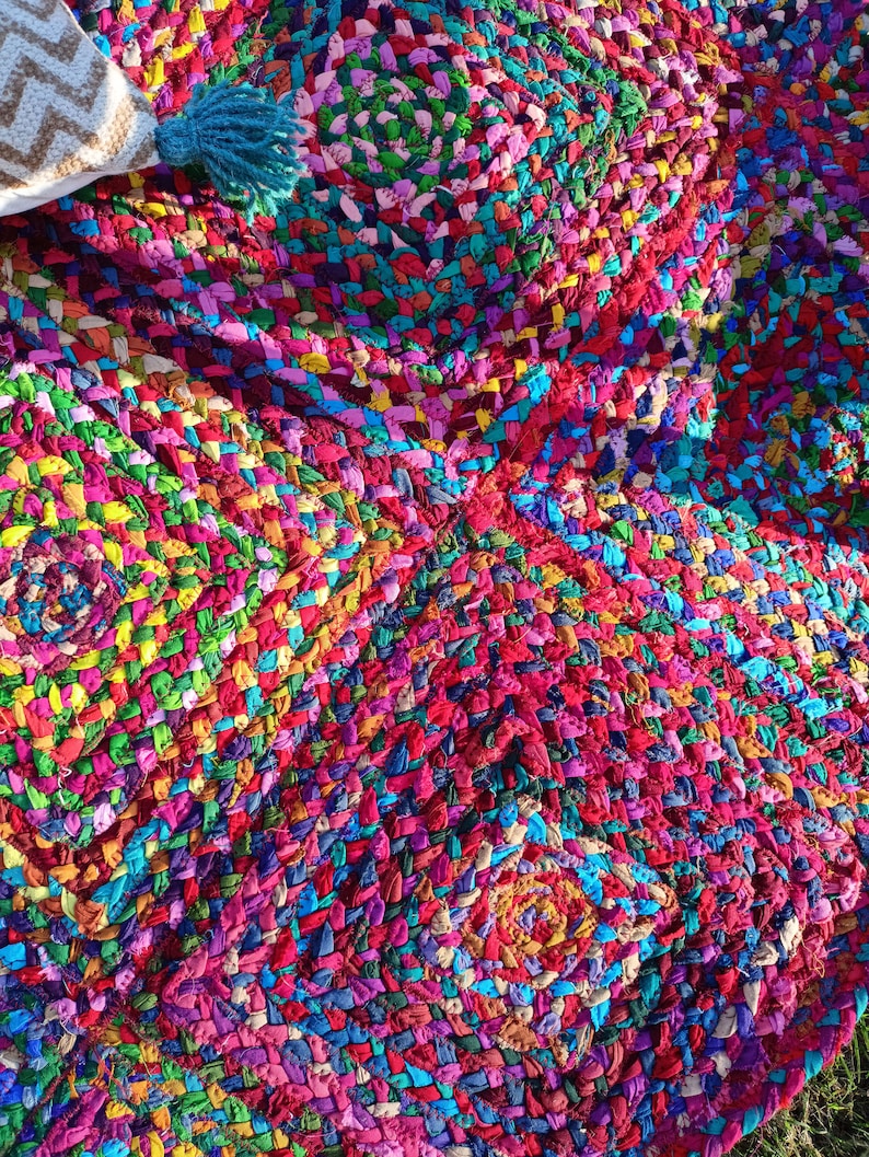 Hand Braided Jute Rug Area Round Rug, Cotton Rugs